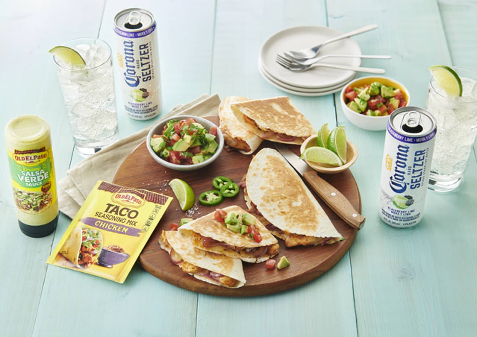 Chicken Quesadillas with Avocado Salsa